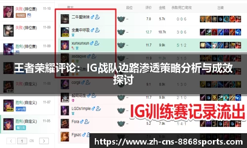 王者荣耀评论:IG战队边路渗透策略分析与成效探讨